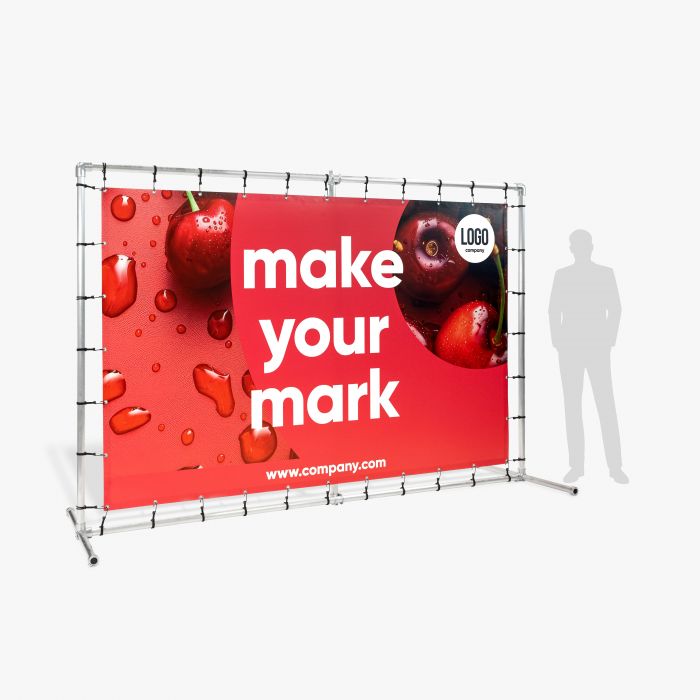 Beursframe met bedrukt doek